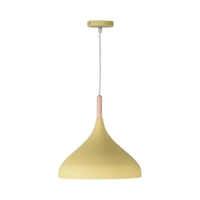 Immagine di BEL AIR HOME Lampada a sospensione Baviera 1xE 27 (lampadina non inclusa) Diametro 30 cm in metallo e legno, altezza regolabile (giallo)