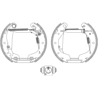 Immagine di TEXTAR Shoe Kit Pro 84044801 freno, Freno a tamburo con cilindretto regolatore/attuatore OPEL: Corsa B Hatchback, Tigra Coupe