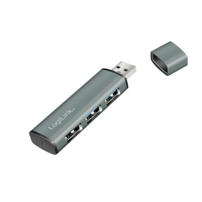 Immagine di LogiLink UA0395 Hub USB 3.1 Contenitore in alluminio, Con LED di stato Grigio Siderale