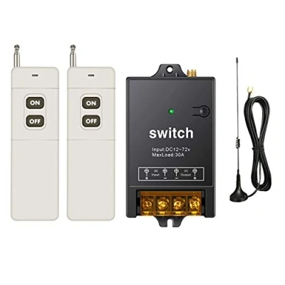 Immagine di dstfuy Interruttore remoto wireless, 1500 m A lunga distanza, DC12V/24 V/48 V/72 V/40 Relè pompa acqua telecomando RF per illuminazione motore Fattoria agricoltura