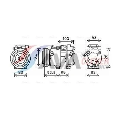 Immagine di AVA COOLING SYSTEMS HYAK238 compressore Aria Condizionata VS18 12V R134a con olio PAG, innesto elettromagnetico, senza diodo