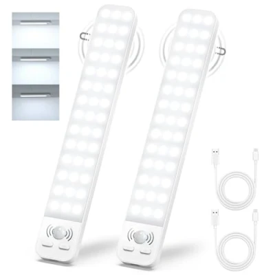 Immagine di Luce Armadio Led con Sensore Movimento, 3 Modalità Dimmerabile Luci Armadio, 2000 mAh Ricaricabile Senza Fili, Magnetica Sottopensile Cucina Lampada per Scale Camera Corridoio