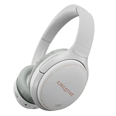 Immagine di CREATIVE Cuffie Zen Hybrid Wireless Over Ear con cancellazione attiva ibrida del rumore, modalità ambient, fino a 27 ore (ANC ON), Bluetooth 5.0, AAC, microfono integrato, Bianco, EF1010