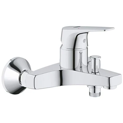 Immagine di GROHE Miscelatore monocomando Start Flow per vasca e doccia, rubinetto a parete, attacco filettato tubo da 1/2&quot;, rosette in metallo incluse, cromo, 23772000 (importazione tedesca), cromato