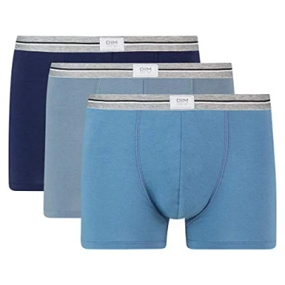 Immagine di DIM Boxer Ultra Resistenti in Cotone Elasticizzato Uomo x3, Blu Denim/Grigio Topo/Blu Denim, XL