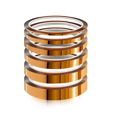 Immagine di YIXISI 6 pezzi Polyimide Tape Nastro, Nastro Adesivo Resistente al Calore con in Silicone, per la Mascheratura, Saldatura, Schede di sublimazione e Isolamento (3/6/8/10/12/20 mm x 33m)