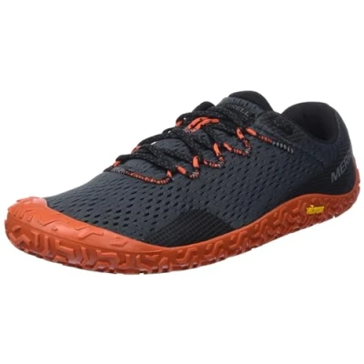Immagine di Merrell Vapor Glove 6 Scarpa da corsa neutra, Uomo, Taglia: 41.5, Granite/tangerine Sintetico / tessuto