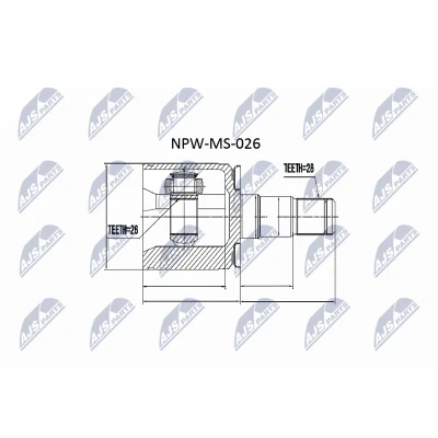 Immagine di NTY NPW MS 026 Kit Giunto Omocinetico Assale anteriore Sx, sul lato del cambio MITSUBISHI: Pajero 2, L200 II Pick up, Sport 1 SUV