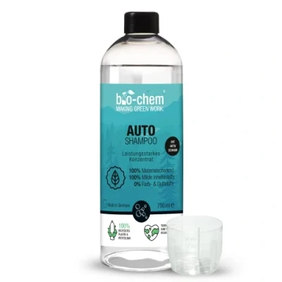 Immagine di bio chem Shampoo per auto 750 ml + dosatore I concentrato la pulizia professionale dell&#039;auto pH neutro e biodegradabile Schiuma attiva un lavaggio una cura delicati ma efficaci