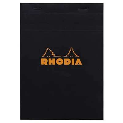 Immagine di RHODIA 162009C Bloc Notes Punto metallico N16 Nero A5 Quadretti piccoli 80 Fogli staccabili carta Clairefontaine 80G Copertina in rivestita flessibile, Resistente e impermeabil Basics