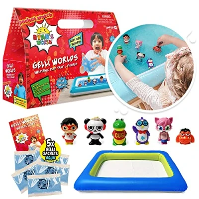Immagine di Ryan&#039;s World Gelli Worlds di Zimpli Kids, confezione da 5 utilizzi, 6 personaggi World, vassoio gonfiabile, set gioco fantasioso per bambini e ragazze, kit sensoriale compleanno,