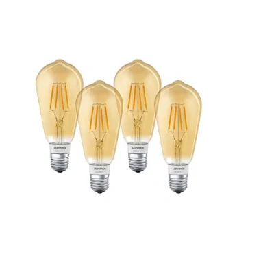 Immagine di Ledvance Lampada Led Smart+, Tecnologia Bluetooth, Filament Edison Gold, E27, Dimmerabile, Bianco Caldo, 2400 K, Sostituisce Le Lampade Ad Incandescenza da 50 W, Confezione 4