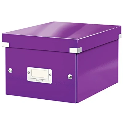 Immagine di Leitz Click &amp; Store WOW Scatola Archivio Piccola, per Riporre e Trasportare Documenti A5 Oggetti di Piccole Dimensioni, Adatta a Casa Ufficio, Viola, 60430062