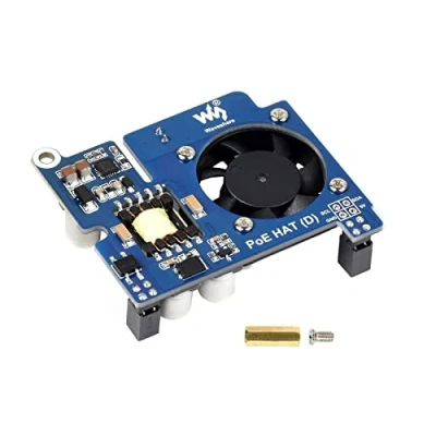 Immagine di IBest Poe Hat for Raspberry Pi 4B 3B+,802.3af/at Compliant,Power Over Ethernet (D) Expansion Board Pi,with Cooling Fan And Heatsink,Tailored Official Case