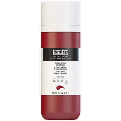 Immagine di LIQUITEX 8870350 Vernice acrilica professionale Soft Body consistenza ricca e opaca, altamente pigmentata, resistente alla luce all&#039;invecchiamento, 946 ml Alizarina carminio permanente imit