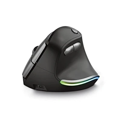 Immagine di Trust Bayo Mouse Verticale Wireless Ricaricabile, Ergonomico Senza Filo, 800 2400 DPI, RF 2.4GHz, 6 Pulsanti, Ricevitore USB, Portata 10 m, Luce RGB, per PC, Computer, Laptop, Mac Nero