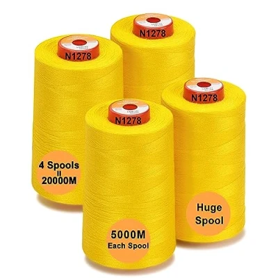 Immagine di New brothread 28 Opzioni 4 Grandi Bobina di 5000M per tutti gli usi Filo da Cucito in Poliestere 40S/2 (Tex27) Cucito, Quilting, Patchwork, Serger e Overlock Lemon