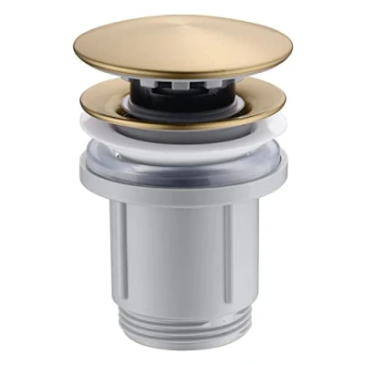 Immagine di Mice Valvola a Click Clack adatta per lavabi e bidet Scarico Lavandino Facile installazione Tappi di Lavabo, Universale con o senza Tassello, Pop Up Oro Spazzolato VCC020