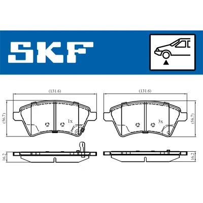 Immagine di SKF VKBP 80185 A Kit pastiglie freno con segnalatore acustico usura SUZUKI: SX4 I Hatchback