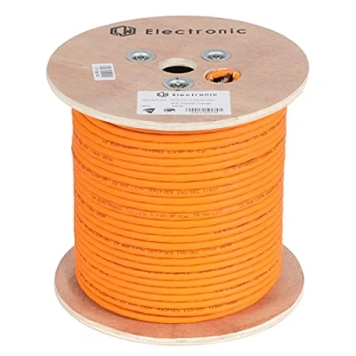 Immagine di LW Electronic 100m Cavo Ethernet CAT 7A di Alta Qualità Senza Alogeni PoE BauPVO Rete con Schermatura S/FTP PIMF 1200 MHz 4x2xAWG23 LSZH LAN, Dati, Arancione