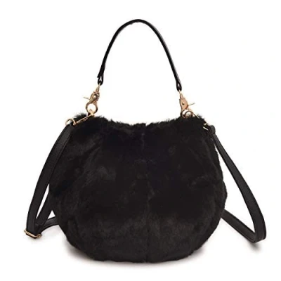 Immagine di Borsa a tracolla da donna in pelliccia sintetica, Nero , Tote
