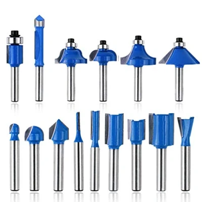 Immagine di 15 Pezzi Punte per Centraggio, 6.35mm stinco Tungsteno Carburo Strumento Edge, Spigoli e Scanalature, Scanalatura, Lavorazione del legno, Fresatura legno Fresa, Bit dritto, Router Bits