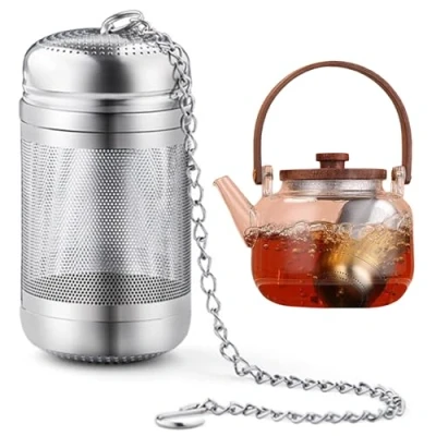 Immagine di MsTeco Infusore tè Colino da in Acciaio Inossidabile 316 Colini per Sfuso con Catena e Base Cucina Inossidabile,per Tazze Teiere Bicchiere