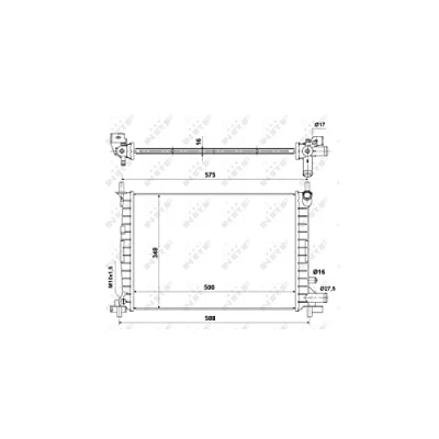 Immagine di NRF 50130A Radiatore motore Alluminio 500 360 34 FULL KIT Alette di raffreddamento montate meccanicamente FORD: FIESTA 4