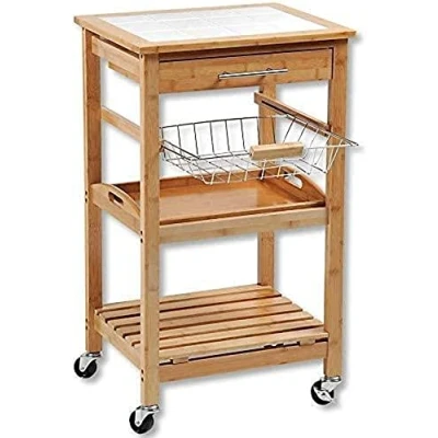 Immagine di Kesper Carrello Cucina 25776 13 in bambù Dimensioni L 49 x H 81 P 38 cm, Metallo, B T