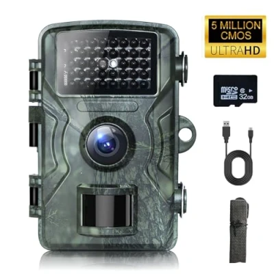 Immagine di TESPHAN Fototrappola 4K 48MP, Fotocamera Caccia Visione Notturna Infrarossi Invisibili, con scheda 32GB,IP66, 120 Visuale,Velocità di Trigger 0,1S, 940nm IR LED, per la fauna selvatica