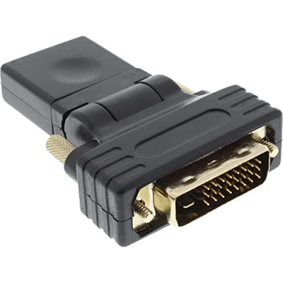 Immagine di InLine 22134 Adattatore HDMI Femmina a DVI D 24+1 Maschio, Contatti Dorati, Orientabile 180, Nero