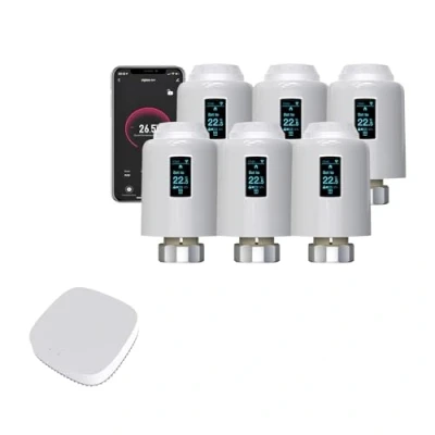 Immagine di Qiumi Zigbee Valvola termostato per radiatore, telecomando tramite app Smart Life, controllo vocale di Alexa e Google Assistant (Oled Dsplay)
