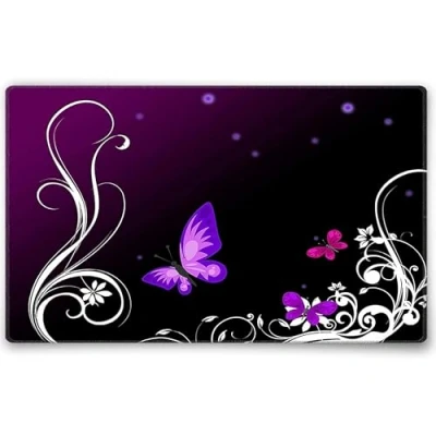 Immagine di Silent Monsters Tappetino Mouse, Taglia L (360 x 250 mm) Disegno Farfalla viola con Bordo Cucito, per Ufficio Mouse e Gaming