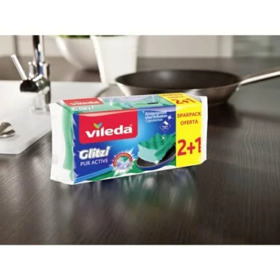 Immagine di Vileda Glitter PurActive per superfici delicate, confezione da 3