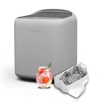 Immagine di KLARSTEIN SparkIce Macchina del Ghiaccio, 15 kg/24h, Cubetti in 6 Min, Touchpad, Pulizia Automatica, 2 Dimensioni, Ghiaccio da Casa, Ice Maker con Paletta, Bianco