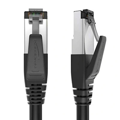 Immagine di KabelDirekt 0,5 m Cavo Ethernet Cat 8, Patch e di Rete (Cat 8.1, 40 Gbit/s, connettori RJ45, per velocità Estreme in Rete/Internet, Doppia schermatura S/FTP, Argento/Nero)