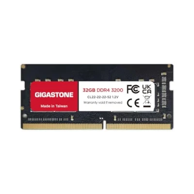 Immagine di 【DDR4 RAM】GIGASTONE 32GB DDR4 3200MHz(2933MHz or 2666MHz) PC4 25600(PC4 23400, 21300) CL22 1.2V SODIMM 260pin Unbuffered Non ECC ideale Laptop Portatile alta prestazione Memoria Upgrade