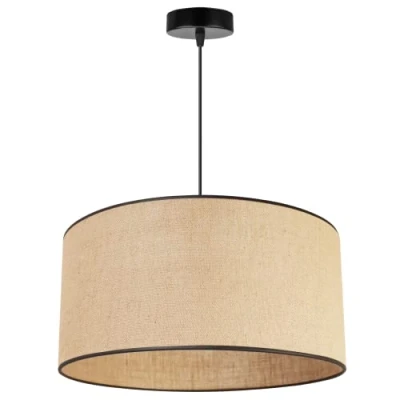 Immagine di Light Home Juta Lampadario a Sospensione Lampade in Metallo con Paralume Moderno E27 1 Luce 45 cm Nero Base e Nastro