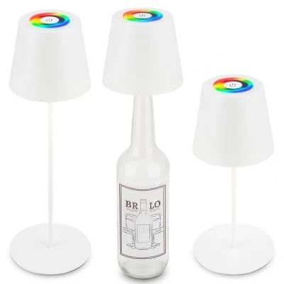 Immagine di Briloner lampada da tavolo 3 in 1 RGBW LED senza fili IP44 con touch, dimmerabile all&#039;infinito, per vino, beige