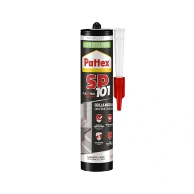 Immagine di Pattex Sigillante Polimerico SP101, Sigilla e Incolla, Multimateriale, Elevate Prestazioni, Aderisce su Superfici Umide, Resiste ai Raggi UV Intemperie, Grigio, Cartuccia da 280 ml