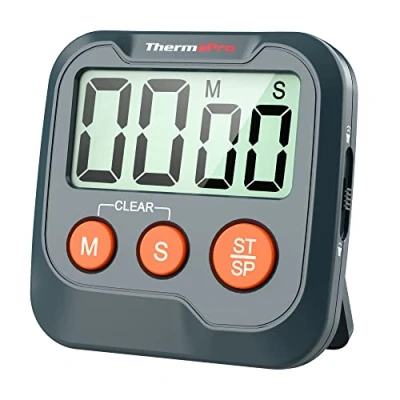 Immagine di ThermoPro TM03W Timer Cucina Digitale da con Grande Display LCD Grandi Cifre Allarme Volume Regolabile Orologio Conto alla Rovescia Multifunzione