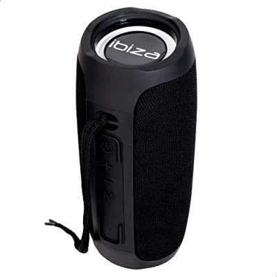 Immagine di Ibiza BULLET30 Bordo portatile Bluetooth 360 da 30W, a batteria con anelli luminosi LED e funzione TWS Nero