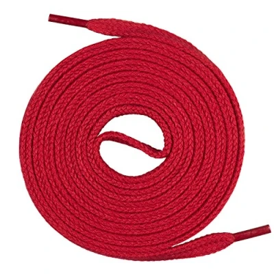 Immagine di Mount Swiss© Premium Lacci da scarpe piatti, 1 paio, in 100% cotone, resistenti agli strappi, larghezza 7 mm, lunghezza 45 200 cm., Adulti (unisex), Rot, 190 cm