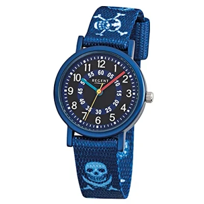 Immagine di Regent bambini orologio Elegant Analog Tessuto braccialetto blu luenette quadrante URF951