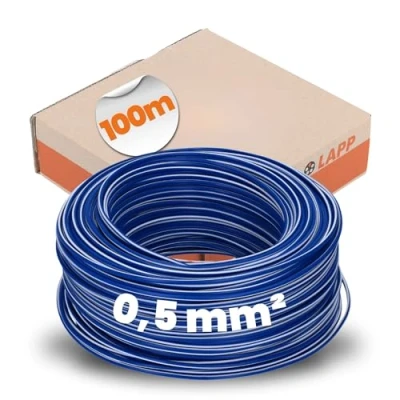 Immagine di Lapp 4510921 Cavo singolo in PVC, H05V K, 0,5 mm2, 100 m, bicolore, colore: Blu scuro/Bianco
