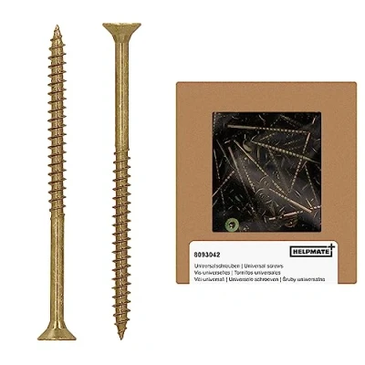 Immagine di HELPMATE Viti universali a testa svasata 5,0 x 80 giallo passivato 75 per legno con attacco T e filettatura parziale truciolato interni ed esterni protetti