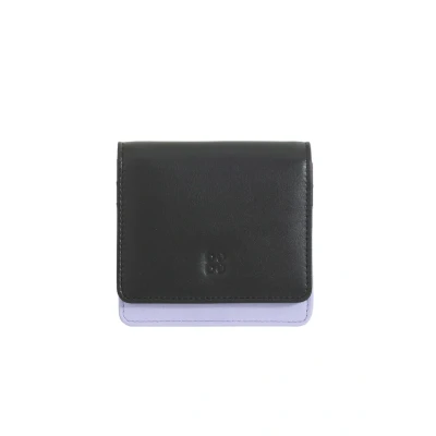 Immagine di DUDU Portafoglio Donna Piccolo in Pelle Schermato RFID Colorato Ultra Compatto con Zip Interna e 8 Porta Carte Tessere Black_lavender