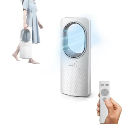 Immagine di Wintem Ventilatore Freezy a Torre senza Pale con Telecomando e Timer Raffrescatore Vortice Oscillazione 3 Modalità Velocità 15 ore 50W