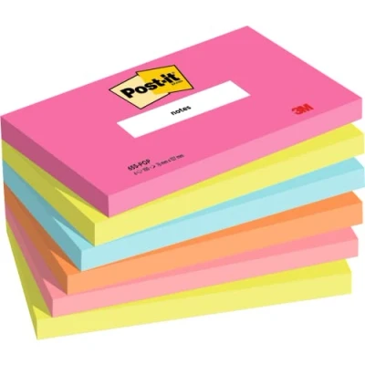 Immagine di Post it Foglietti, Collezione Poptimistic, Confezione da 6 blocchetti, 100 Fogli Per blocco, 76 mm x 127 mm, Colori Rosa, Verde, Azzurro, Arancione. Appunti, Elenchi &amp; Promemoria