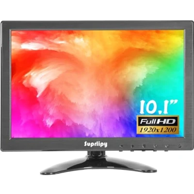 Immagine di Suprlipy 10 pollici FHD Small IPS Monitor LCD Display 1920 x 1200 60 Hz 16:10 con ingresso BNC VGA AV Altoparlante incorporato per telecamera di sicurezza CCTV DVR PC STB console gioco